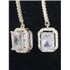 Image 2 : Stunning Emerald Cut Solitaires 2.4 Carat total weight dangle dress earring set
