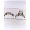 Image 1 : Wedding ring set , 2 pce .925 silver with 1.0 carat solitaire brilliant cut stone - sold as a lot wi