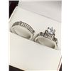 Image 3 : Wedding ring set , 2 pce .925 silver with 1.0 carat solitaire brilliant cut stone - sold as a lot wi