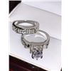 Image 4 : Wedding ring set , 2 pce .925 silver with 1.0 carat solitaire brilliant cut stone - sold as a lot wi