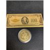 Image 1 : LOT of 2 - USA Gold Foil Certificate with new cased great seal of USA collector coin