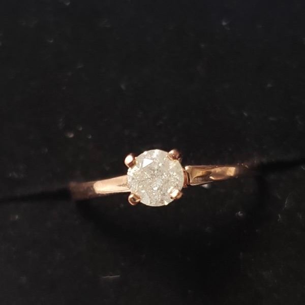 10K Rose Gold Diamond (0.42Ct,I2,G) Ring (~Size 6)(Ring is resizable for $40) (~length inches) (~wei