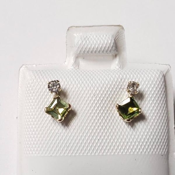 10K Yellow Gold Tourmaline(0.44ct) Diamond(0.06ct) Earrings (~Size )(Ring is resizable for $40) (~le