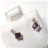 Image 2 : 10K Yellow Gold Amethyst(0.4ct) Diamond(0.06ct) Earrings (~Size )(Ring is resizable for $40) (~lengt