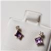 Image 3 : 10K Yellow Gold Amethyst(0.4ct) Diamond(0.06ct) Earrings (~Size )(Ring is resizable for $40) (~lengt
