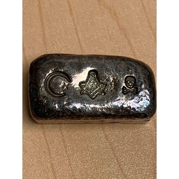 Silver .999 fine 1 ounce Ingot with masonic symbol stamp