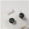 Image 2 : 10K White Gold Very Dark Greenish Blue Moissanite(1.5ct) Earrings (~weight 0.63g), Made in Canada, A