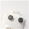 Image 3 : 10K White Gold Very Dark Greenish Blue Moissanite(1.5ct) Earrings (~weight 0.63g), Made in Canada, A