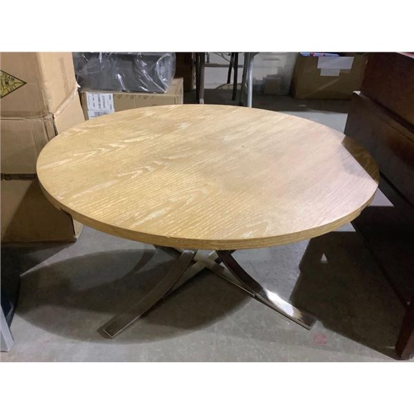 Metal Base, Wooden Top Coffee Table