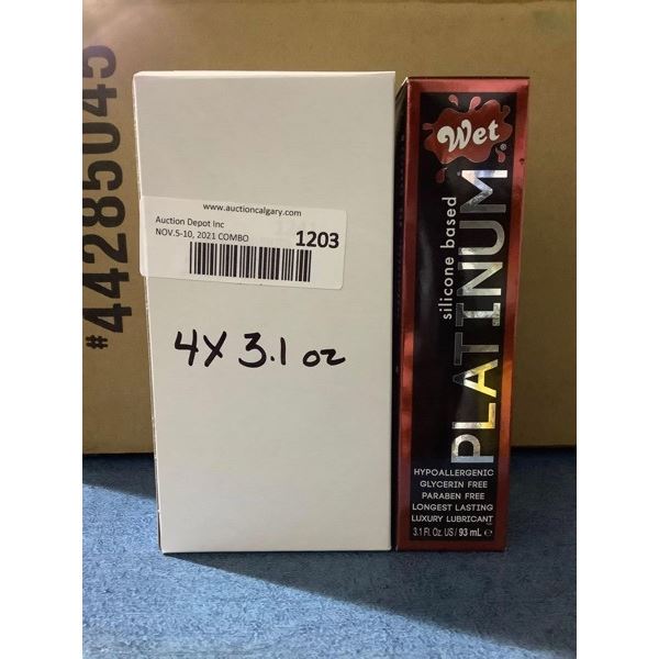 Wet Platinum Silicone Based Lubricant (4 x 3.1oz)