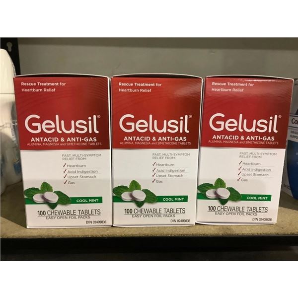 Gelusil Antacid and Anti-Gas Chewable Tablets (3 x 100)