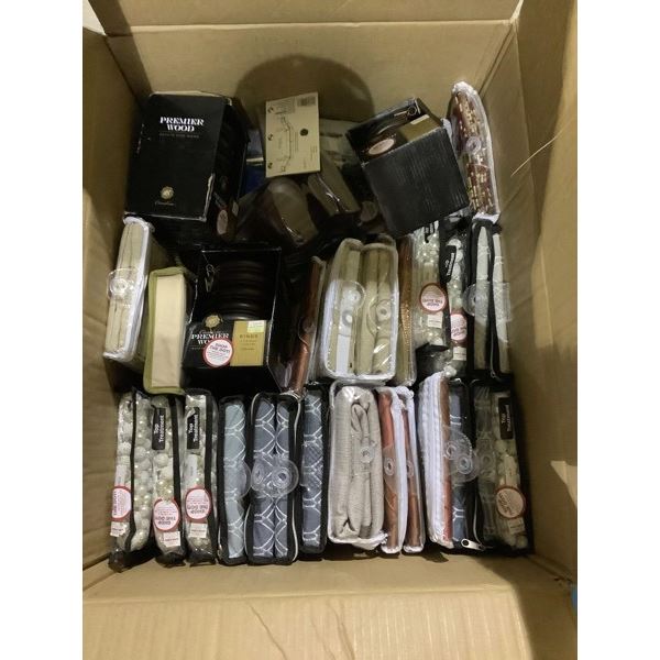 Box Lot of Various Drapery & Drapery Hardware