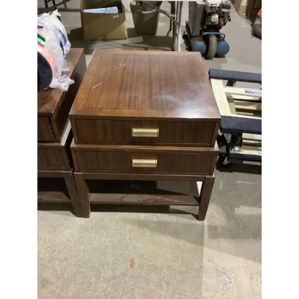 Faux Wood Two-drawer Side Table