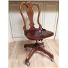 Image 1 : Vintage Solid Mahogany Desk Chair - Art Deco Styling combined with the rare beauty of a solid wood p