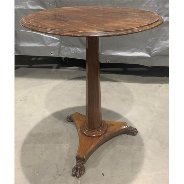 Antique Round Top Single Pedestal claw foot table