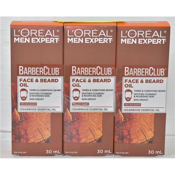 3PK L'OREAL BARBER CLUB FACE AND BEARD OIL