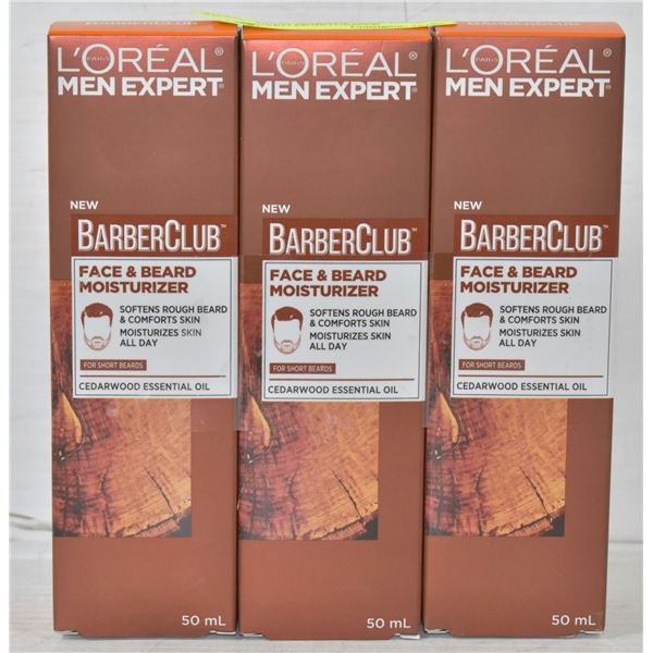 3PK L'OREAL BARBER CLUB FACE AND BEARD MOISTURIZER