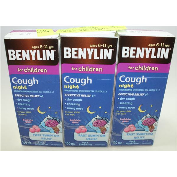 3 PACK BENYLIN COUGH NIGHT FOR CHILDREN BUBBLEGUM