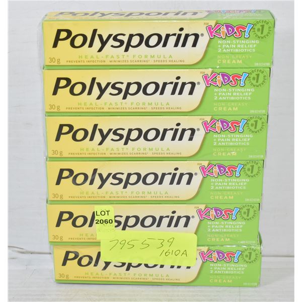 LOT OF 6  POLYSPORIN KIDS NON-STINGING + PAIN RELF