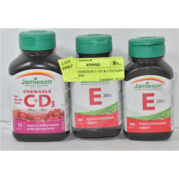 3 PACK JAMIESON C+D3 & 2 VITAMIN E VITAMINS