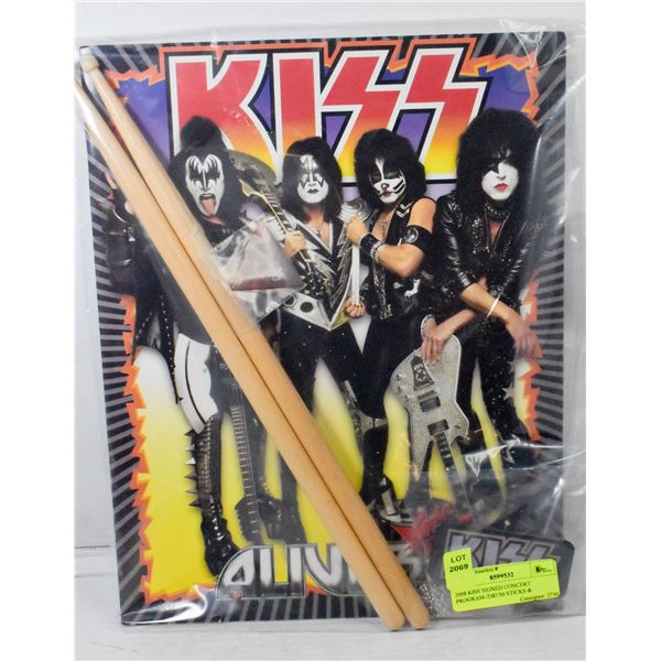 2008 KISS SIGNED CONCERT PROGRAM-/DRUM STICKS &
