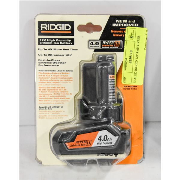 SEALED RIDGID 12V 4 AH HYPER