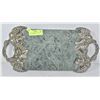 Image 1 : SILVER PLATED HANDLED MARBLE CUTTING BOARD