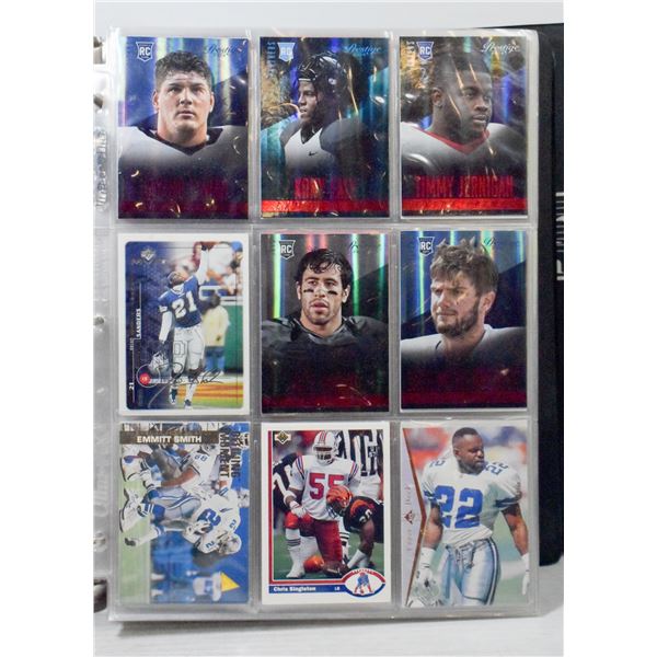 BINDER OF MIXED NFL CARDS WITH ROOKIES