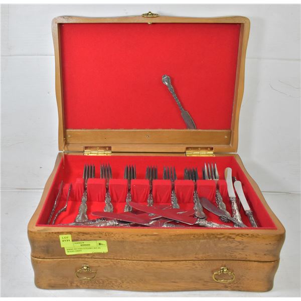 BIRKS CUTLERY SET IN WOOD CHEST