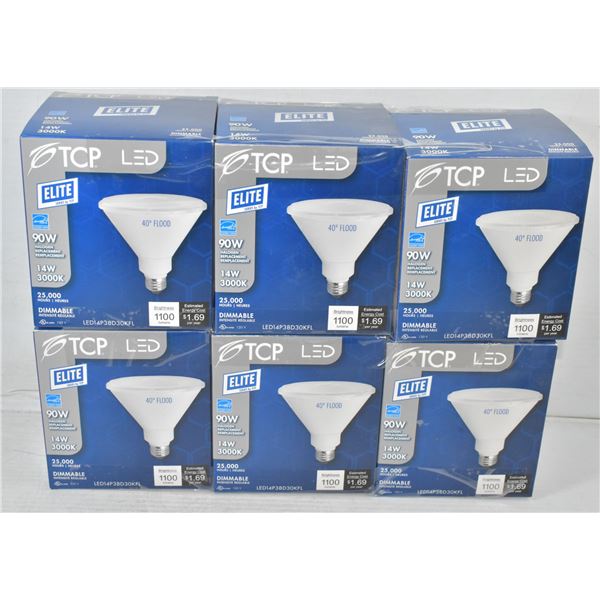 6 PACK 90W LED FLOOD BULBS - 25,000 HOURS