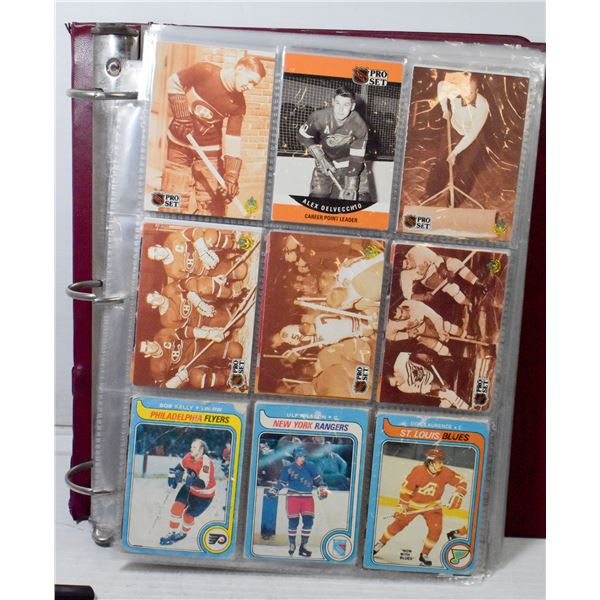 BINDER OF ASSORTED HOCKEY CARDS