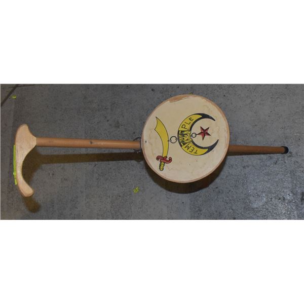 VINTAGE SHRINERS TEMPLE FOLD DOWN CHAIR CANE