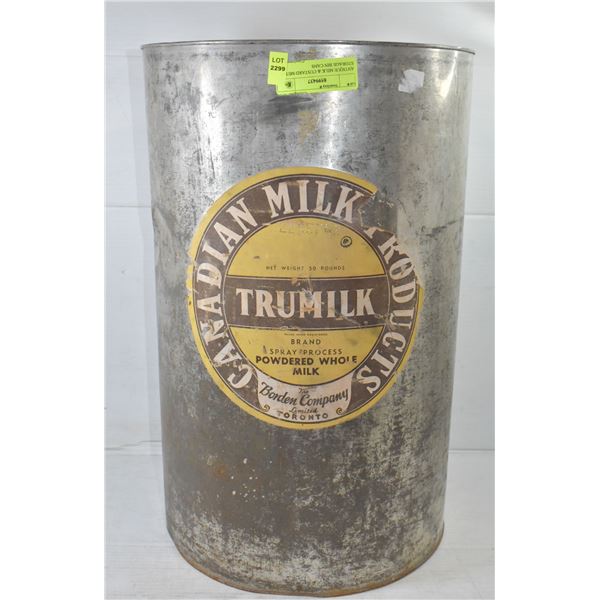 ANTIQUE MILK & CUSTARD METAL STORAGE BIN CANS