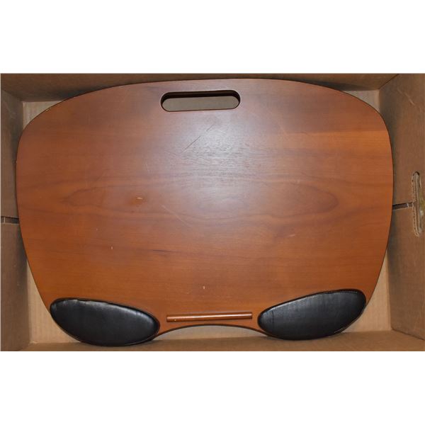 WOOD LAP DESK W/ VELVET CUSHION- 22" X 15"