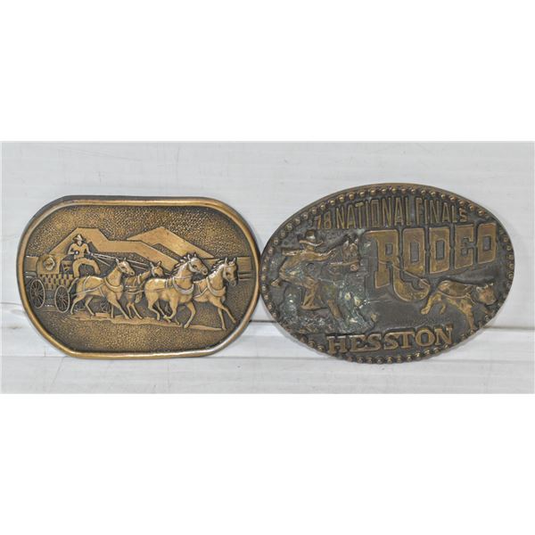 HESSTON 1978 AND GULF OIL BELT BUCKLES
