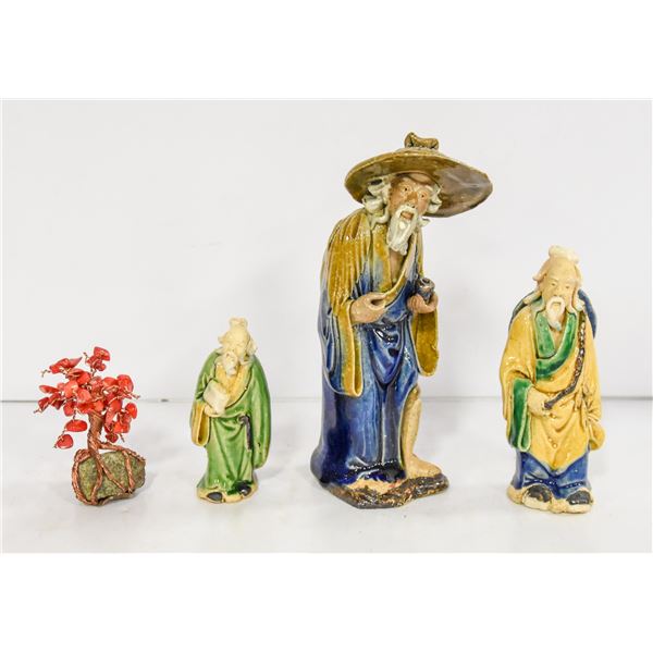 PRE-1950'S CHINESE MUDMEN AND GEMSTONE BONSAI