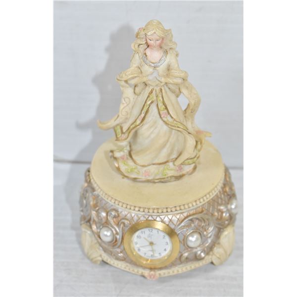 CLOCK-MUSIC BOX ,DETAILED FEATURES ON FIGUERINE,+