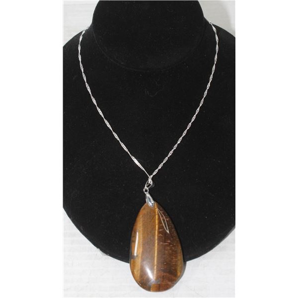 30)  TEAR DROP NATURAL GOLDEN TIGER'S EYE PENDANT