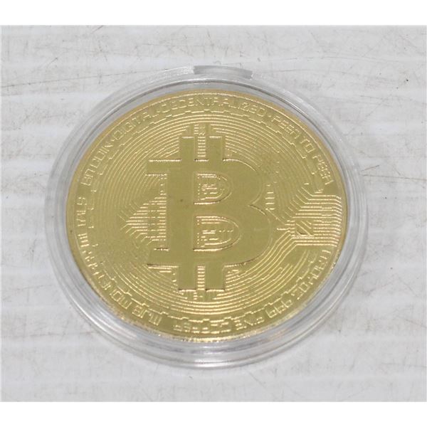 13)  GOLD TONE ENCAPSULATED BIT COIN