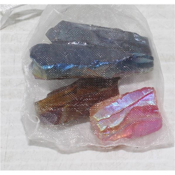 14)  LOT OF 4 TITANIUM RAINBOW AURA