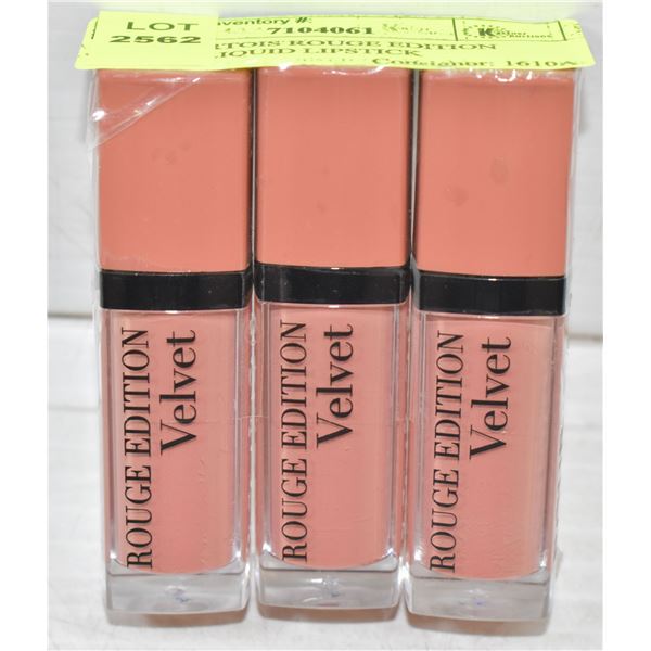 3PK BOURTOIS ROUGE EDITION VELVET LIQUID LIPSTICK