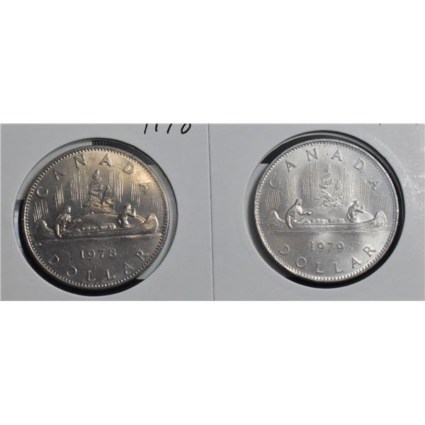 2- VOYAGEUR CANADA $1 COINS 1978/79