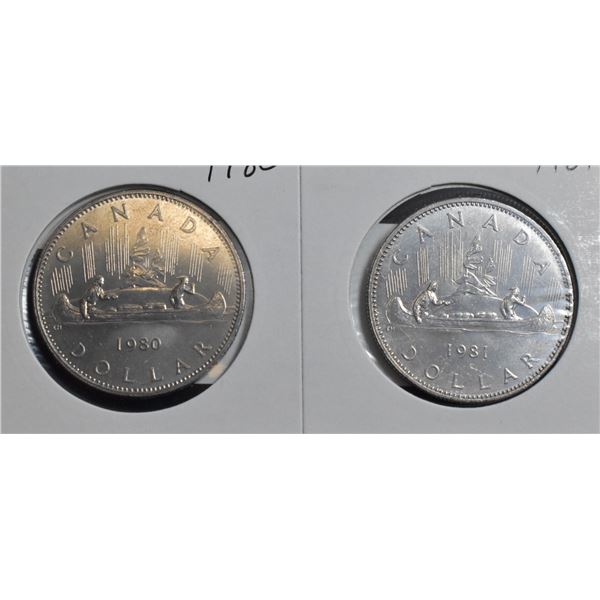 2- VOYAGEUR CANADA $1 COINS 1980/81