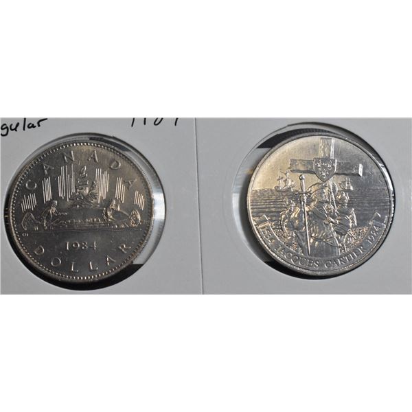 2 DIFFERENT 1984 CANADA $1 COINS