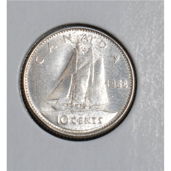 1958 UNCIRCULATED CANADA SILVER 10 CENT