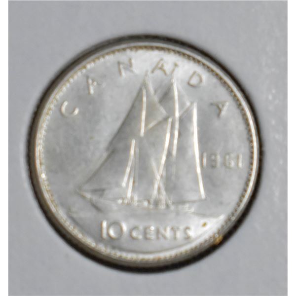 HIGH GRADE 1961 CANADA SILVER 10 CENT