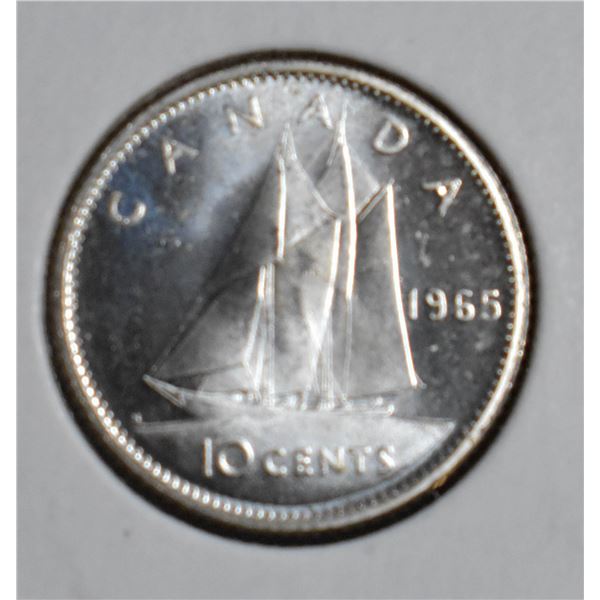 1965 UNCIRCULATED CANADA SILVER 10 CENT