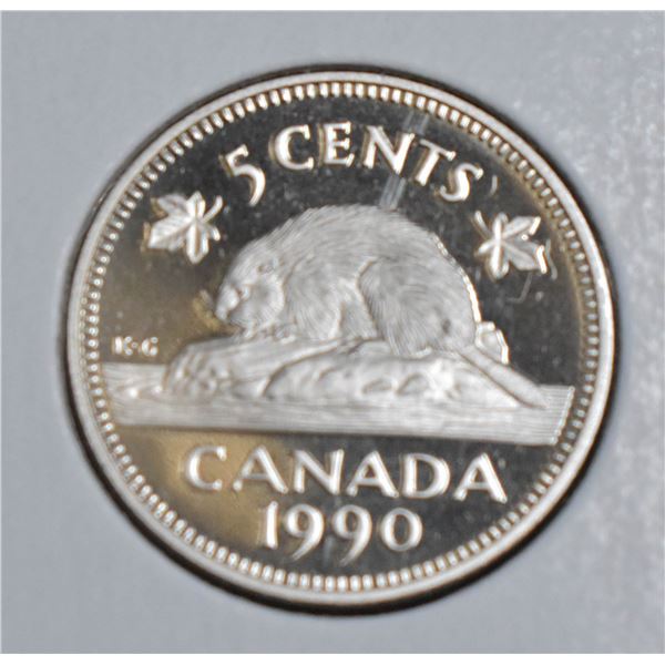 1990 PROOF FINISH CANADA 5 CENT