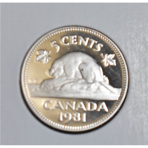1981 PROOF FINISH CANADA 5 CENT