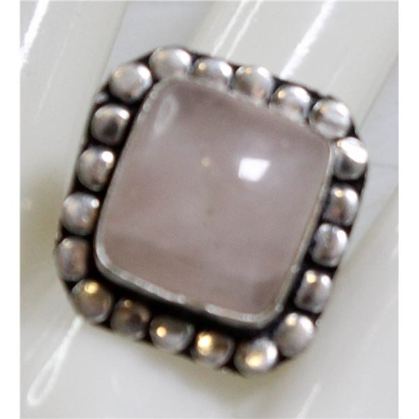 #NATURAL PINK ROSE QUARTZ RING SIZE 8